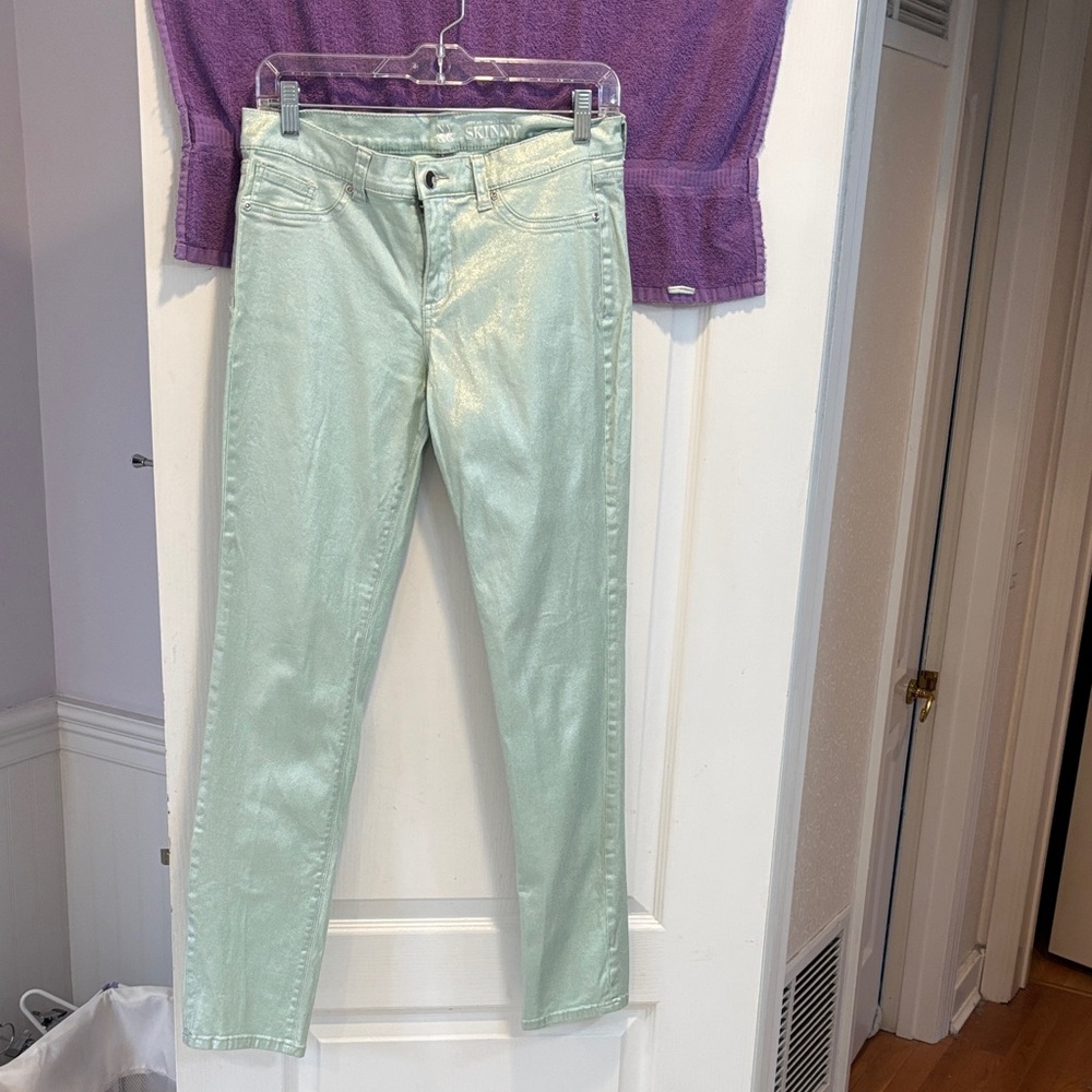 New York & Company Light Green Skinny Jeans